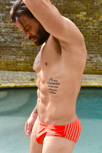 Orange Classic Stripe Speedo